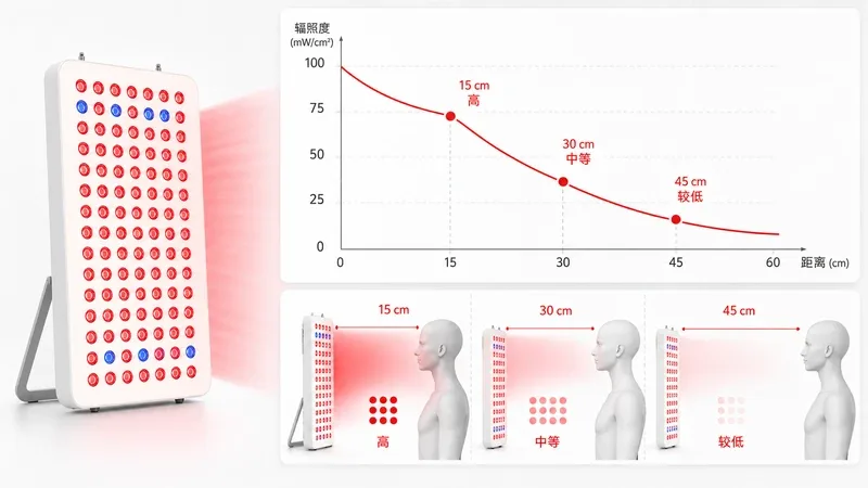 光谱仪测试图对比家用与商用设备在15cm处的辐照度 — 家用 商用 红光区别