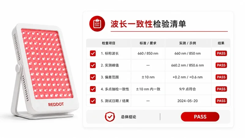 PBM设备波长一致性检验清单示例 — 红光原理 PBM