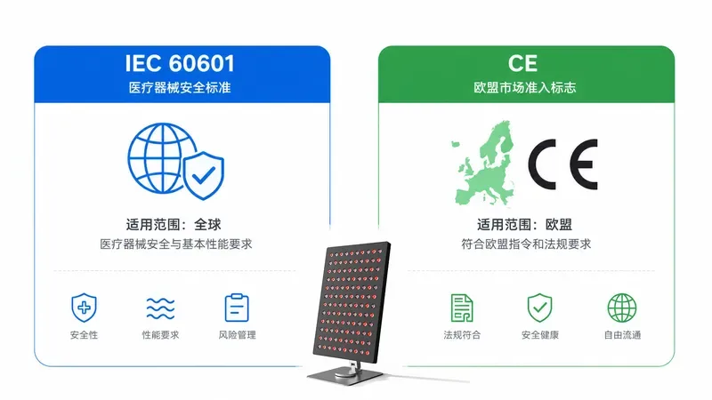 IEC60601与CE认证标志适用范围对照 — 红光治疗器