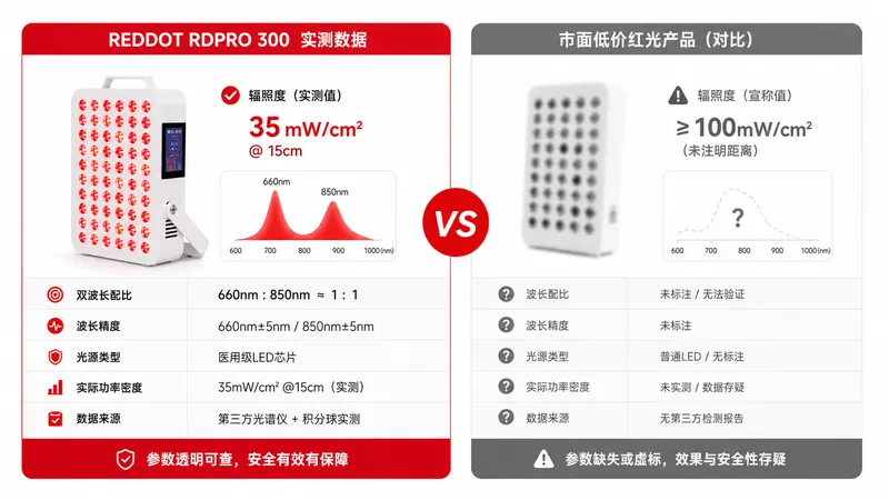 T1 Desktop Panel实测数据与低价产品对比图 — 红光治疗近视价钱